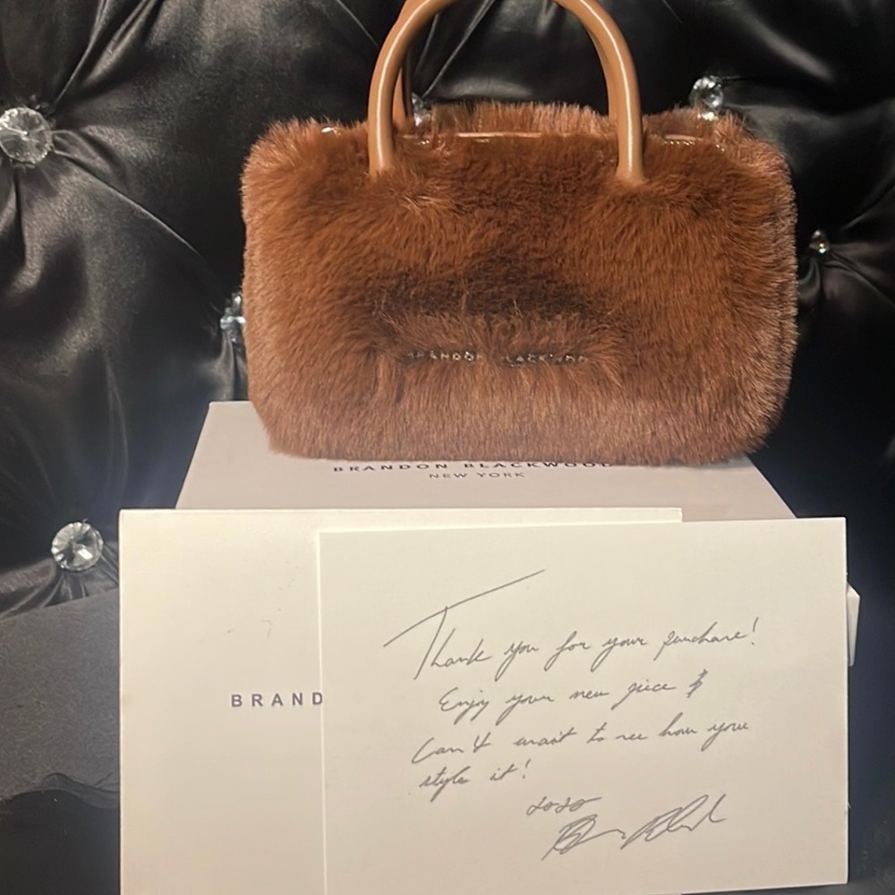 🥰 BRANDON BLACKWOOD 💝 mini duffle in faux MINK